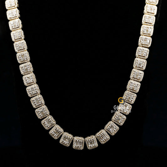 Baguetteand Round Moissanite Diamond Necklace