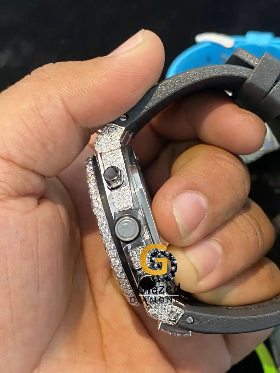 Black Dial Ring Moissanite Watch