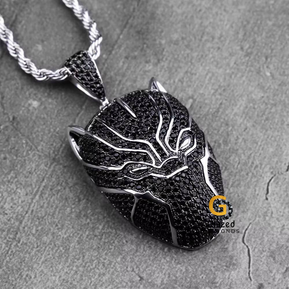 Black Panther Bust Down Moissanite Pendant