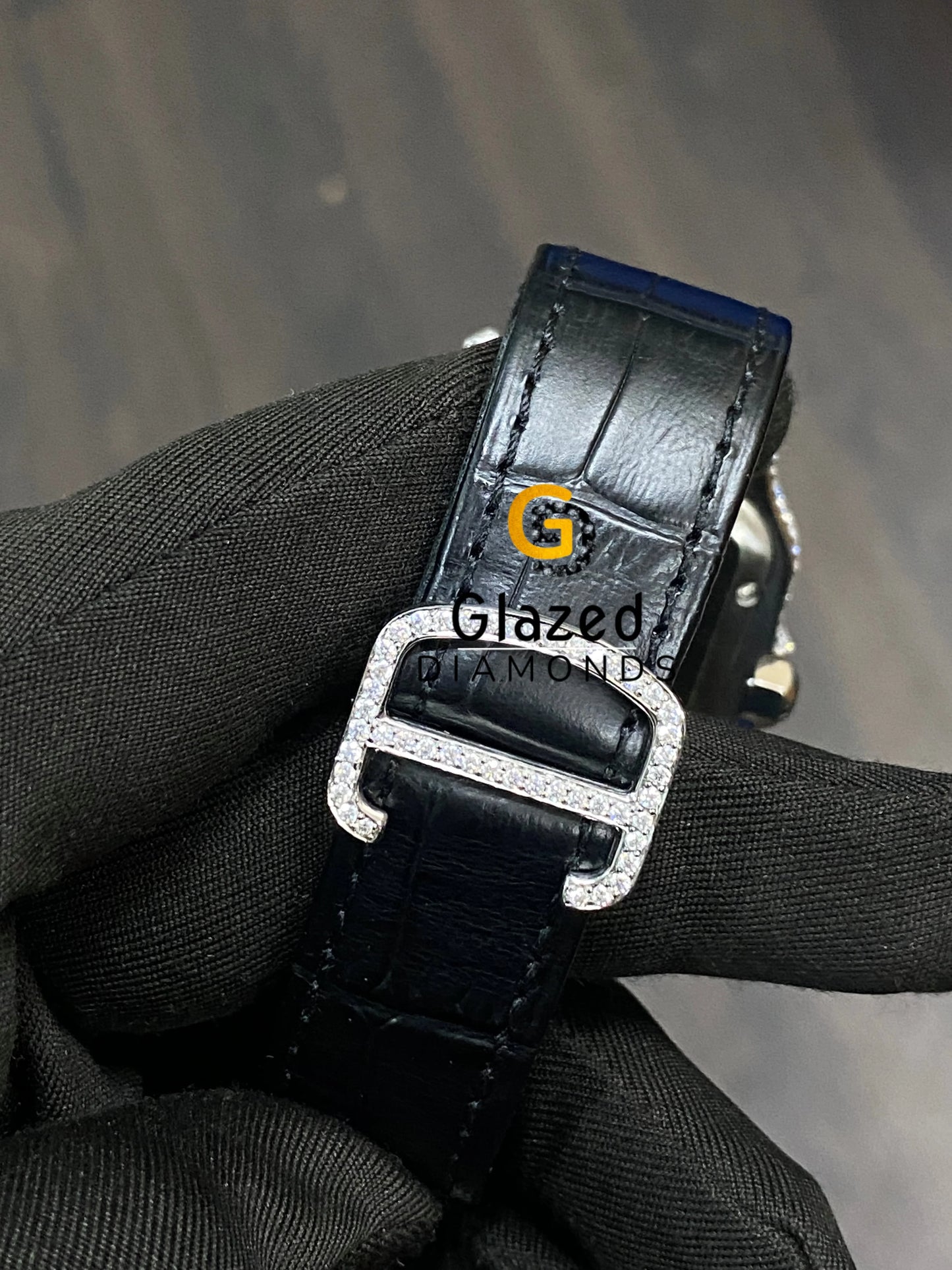 Black Strap Diamond Watch