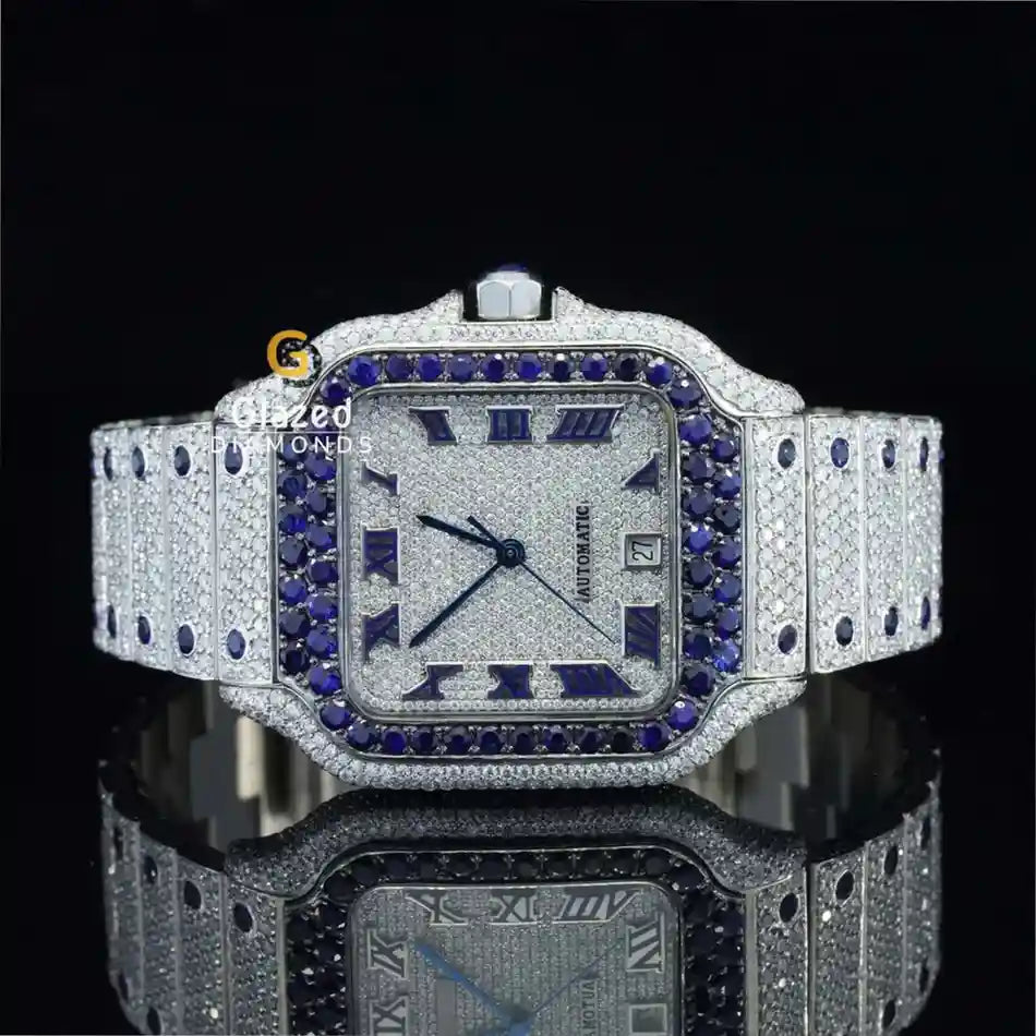 Blue Dial Moissanite Watch