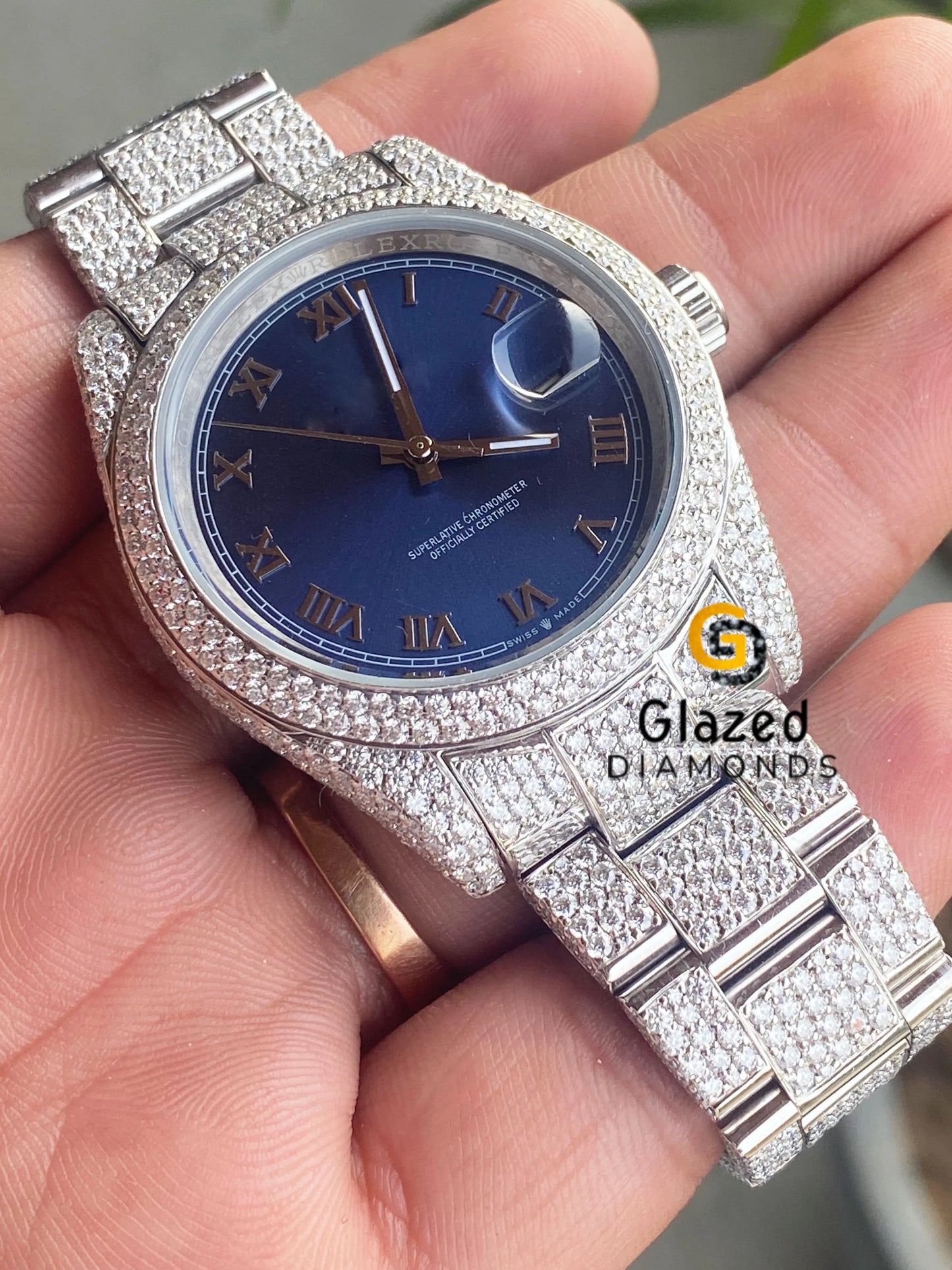 Blue Dial Moissanite Watch Fot Him