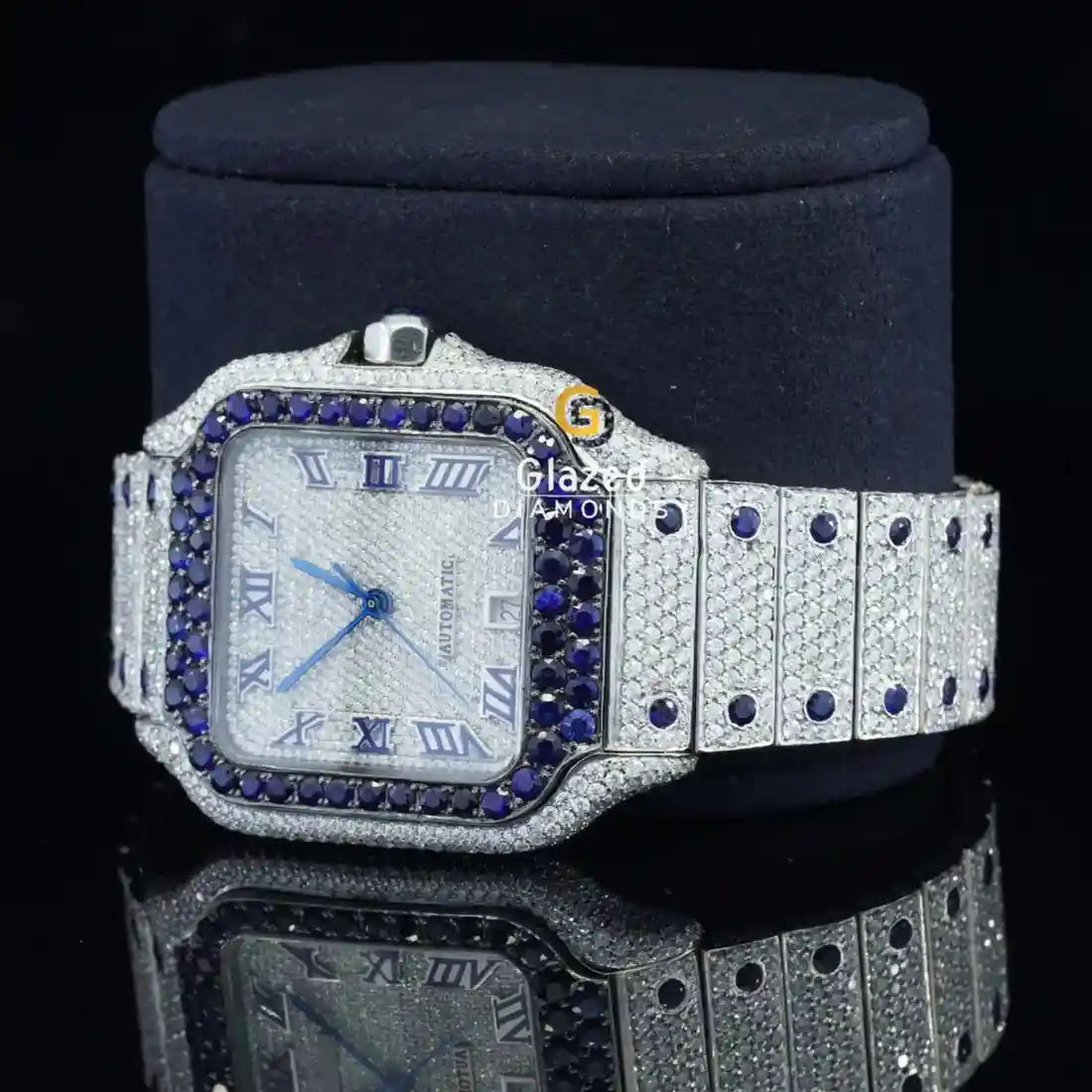 Blue Dial Moisssanite Watch