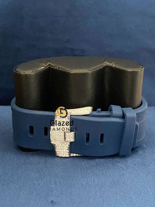 Blue Silicone Strap Moissanite VVs D Colorless Hip Hop Watch