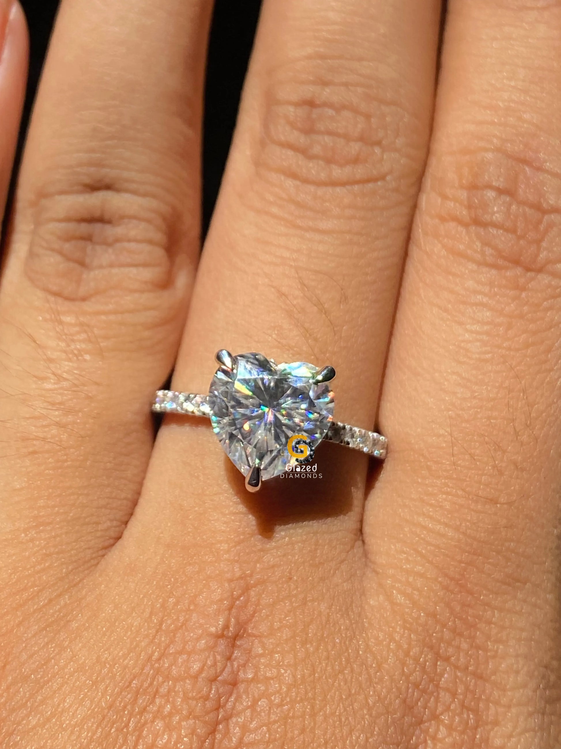 Brilliant Heart Cut Moissanite Engagement Ring