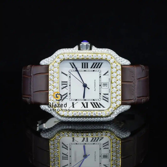 Brown Color Belt Moissanite Watch