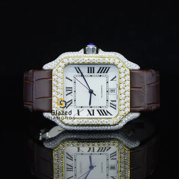 Brown Color Belt Moissanite Watch