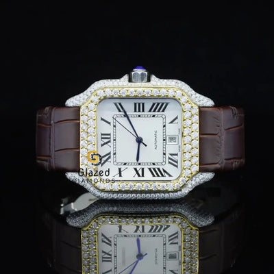 Brown Color Belt Moissanite Watch