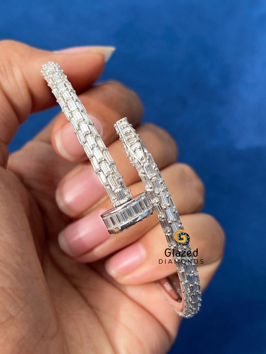 Bust Down Baguette Moissanite D Colorless Cartier Bracelet