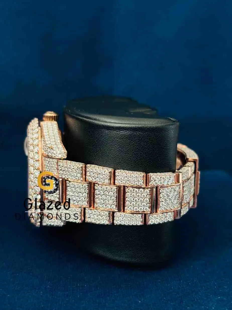 Bust Down Chocolate Dial Baguette Bar Sky Dweller Rolex Watch