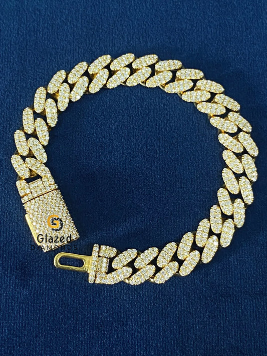 Bust Down Cuban Link Round Moissanite Bracelet