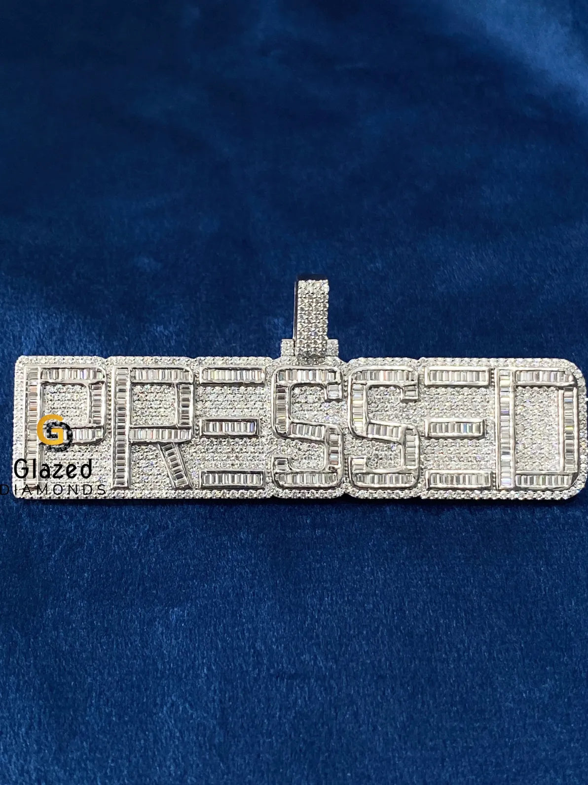 Bust Down D Colorless Round_Baguette Moissanite Pendant