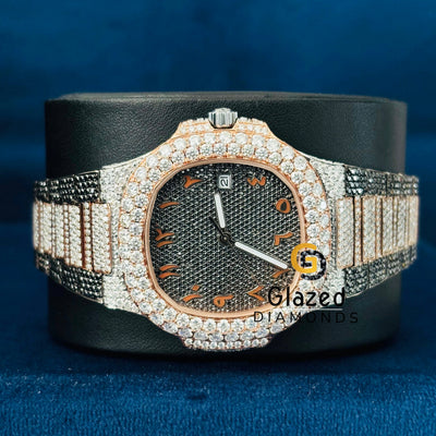 Bust Down Moissanite White and Black Diamond Watch