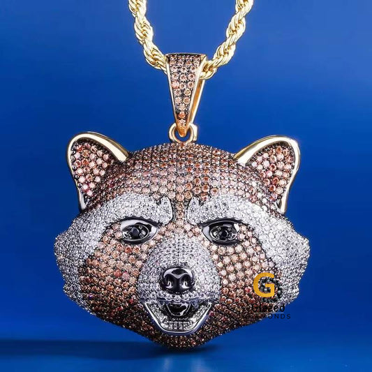 Bust Down Moisssanite Raccoon Pendant