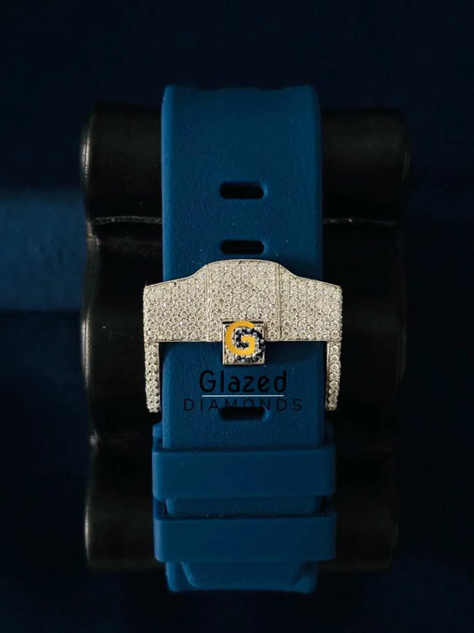 Bust Down Multi Chronograph Blue Silicon Strap AP Watch