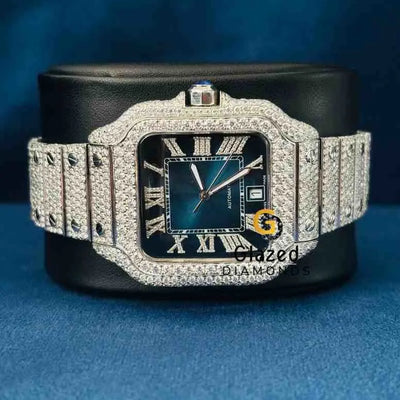 Bust Down Roman Number Stainless Steel Wrist Watch