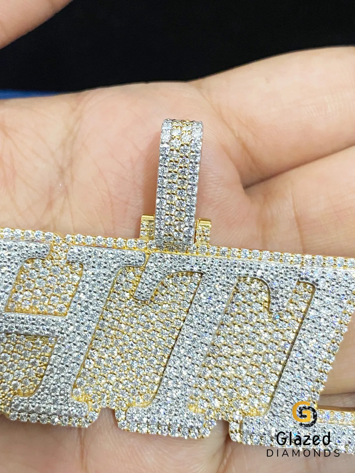 Bust Down Round Moissanite Diamond Studded Pendant