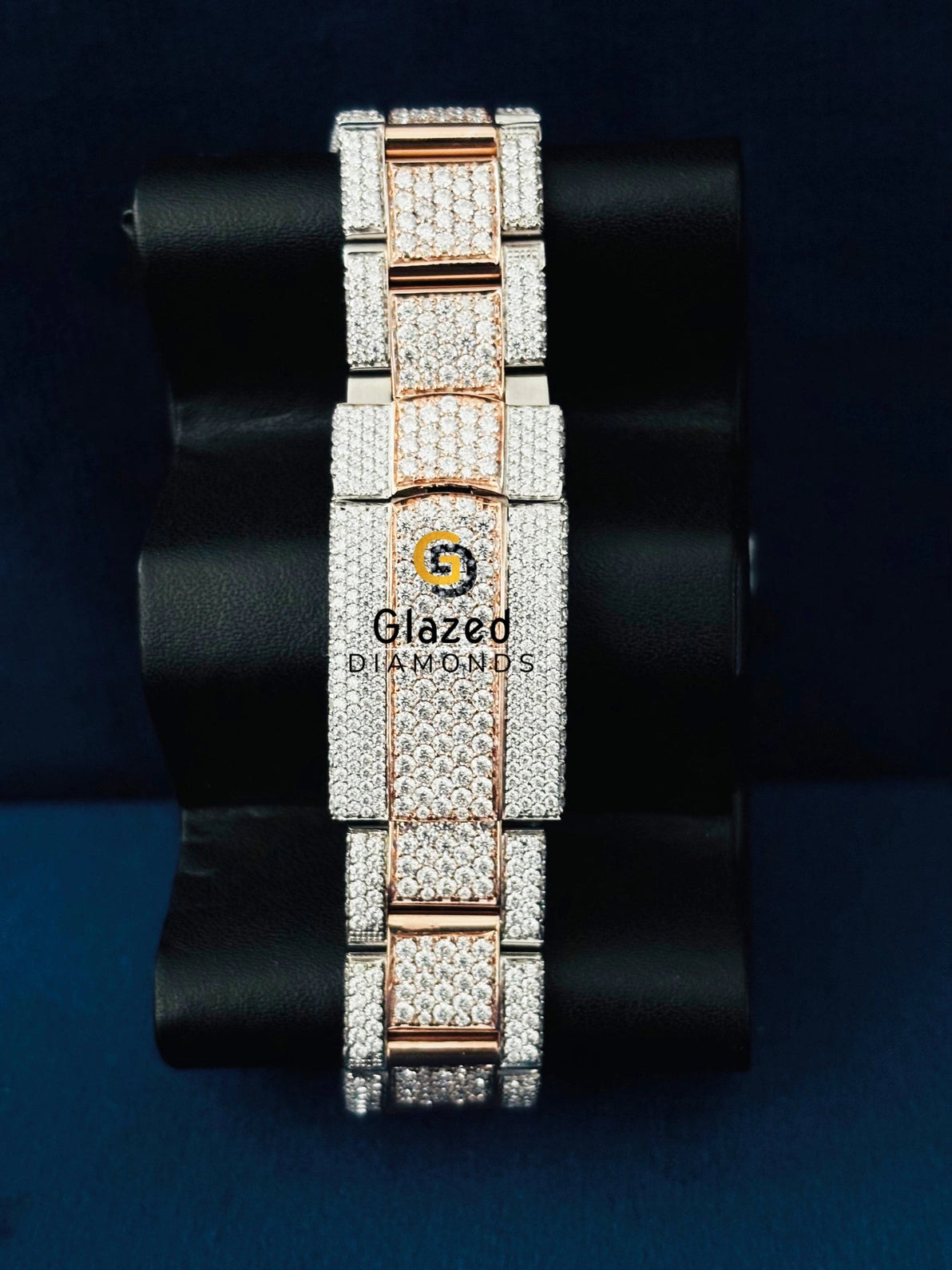 Bust Down Two Tone Fully Iced Out Moissanite Watch
