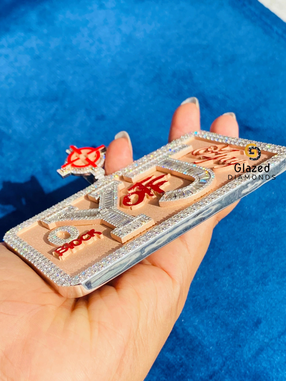 Custom Enamel Baguette_Round Hip Hop Moissanite Pendant