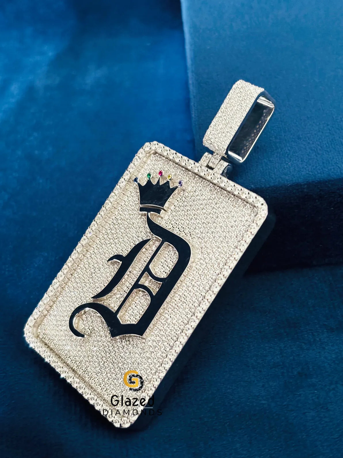 Custom Letter Diamond Studded Round Moissanite Pendant