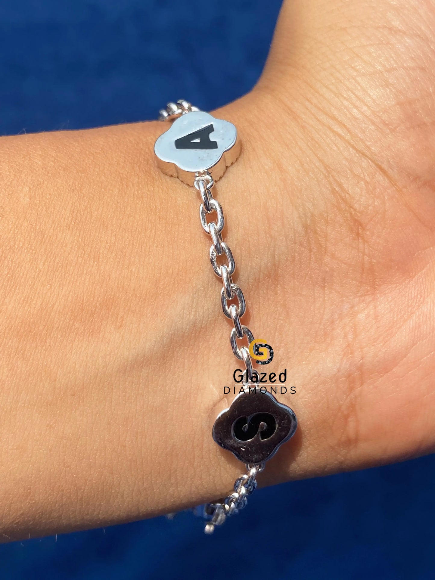 Custom Letter Hip Hop Clover Link Bracelet