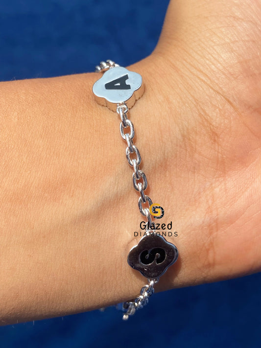 Custom Letter Hip Hop Clover Link Bracelet