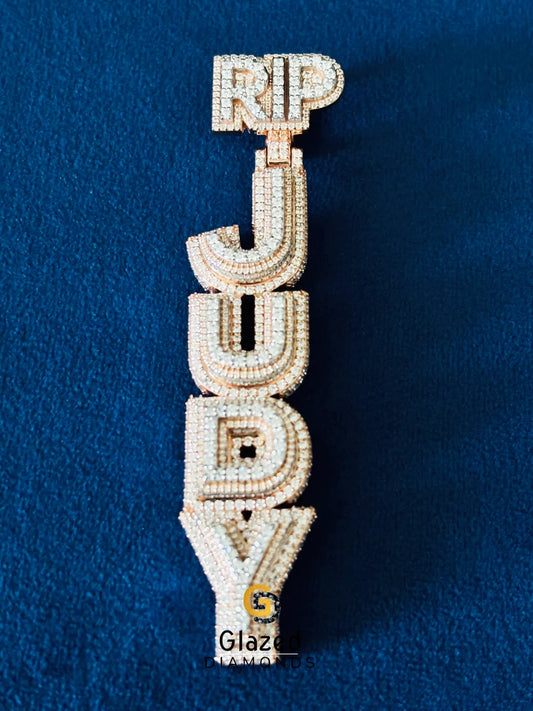 Custom Name Two-Tone Round Moissanite Pendant