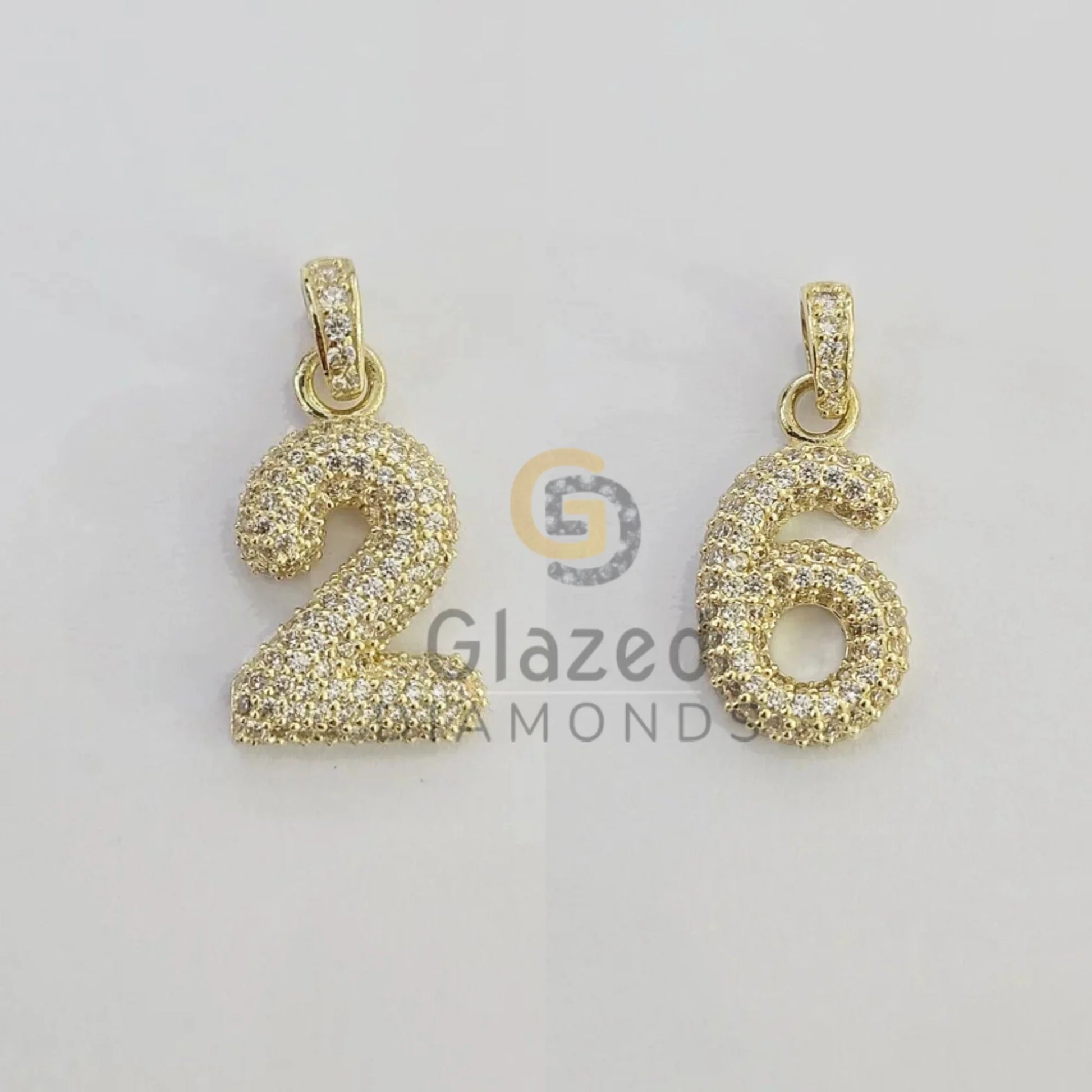 Custom Number Diamond Pendant For Unisex