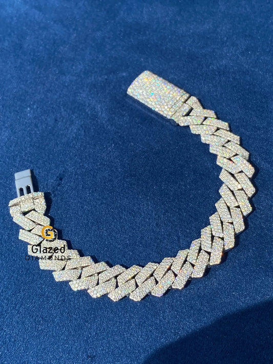 D Colorless 12MM Round VVS Moissanite Hip Hop Bracelet