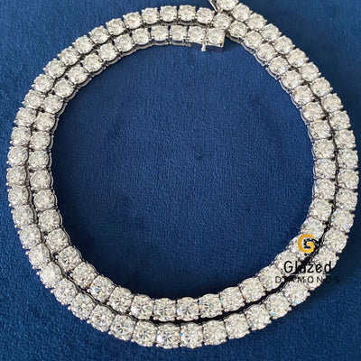 D Colorless 5MM Round Moissanite Tennis Link Hip Hop Chain