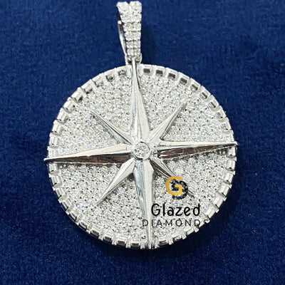 D Colorless Bust Down Round VVs Moissanite Compass Pendant