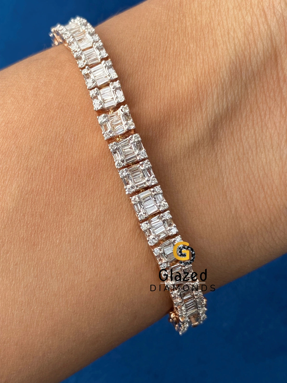 D Colorless Hip Hop Multistone Diamond Studded Bracelet