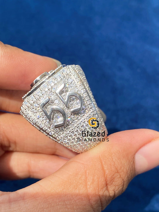 D Colorless Hip Hop Round Moissanite Diamond Studded Ring