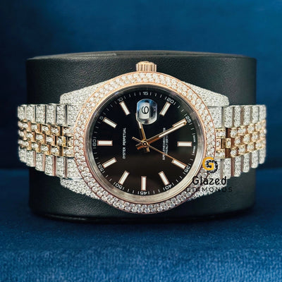 D Colorless Round Moissanite Two Tone Hip Hop Watch