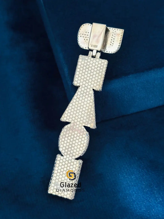 D Colorless Round Moissanite Vertical Hip Hop Pendant