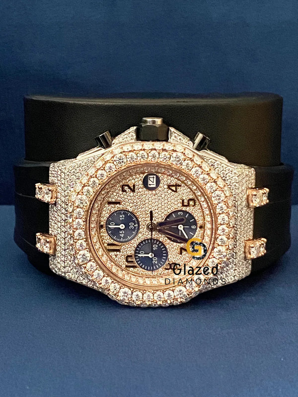 D Colorless VVs Moissanite Chronograph Arabic Dial Hip Hop Watch
