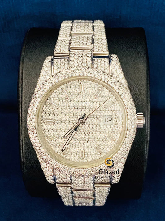 Diamond Studded Baguette_Round Moissanite D Colorless Watch