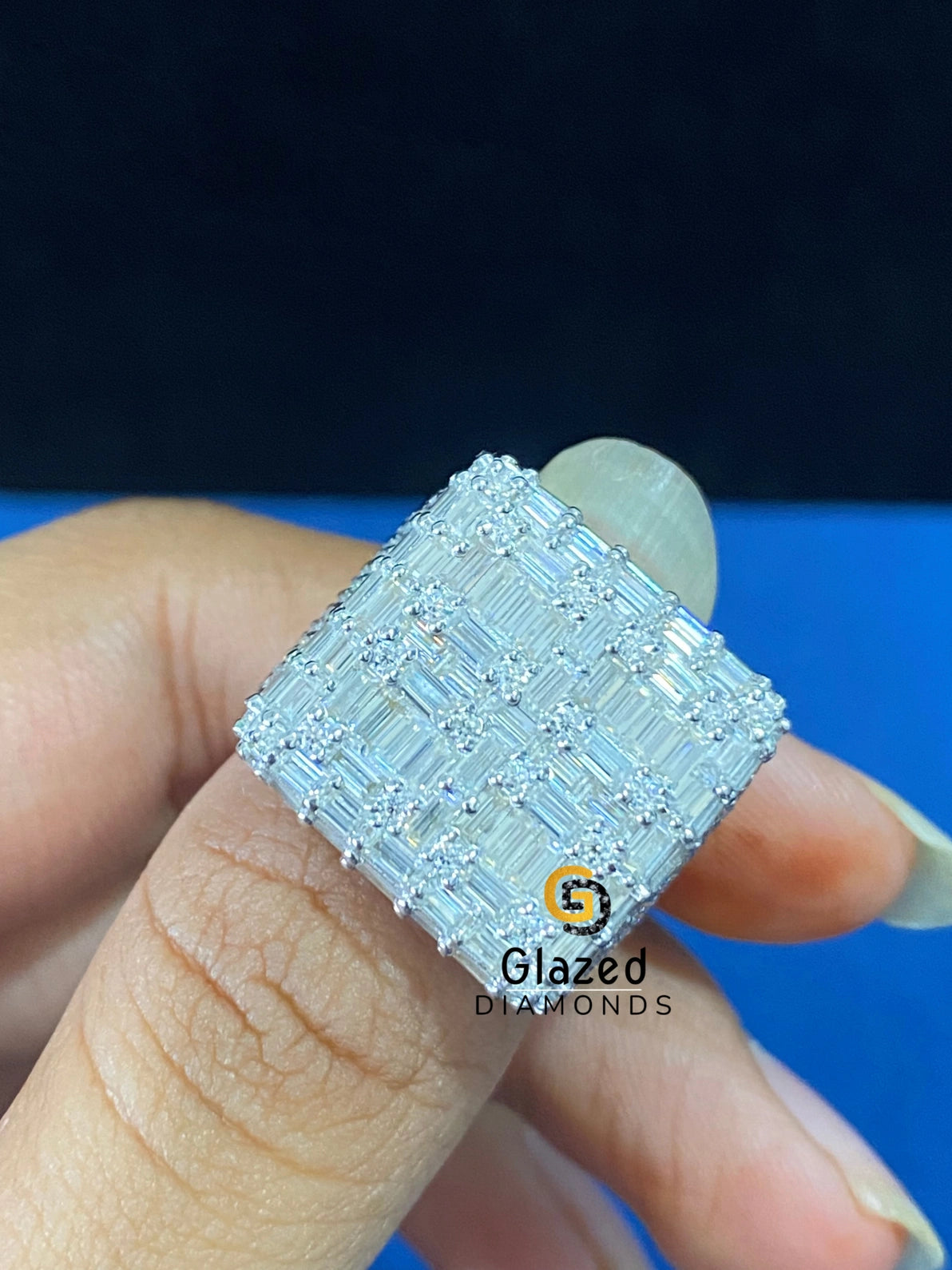 Diamond Studded Hip Hop Round_Baguette Moissanite Ring