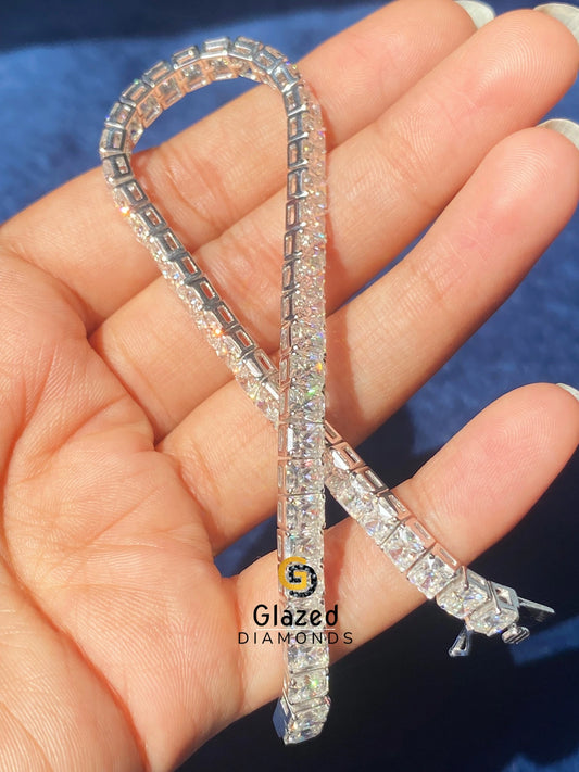 Diamond Studded Radiant Moissanite 925 Silver Bracelet