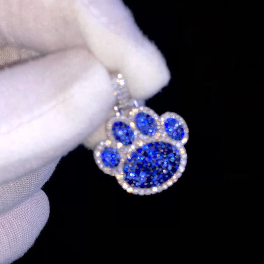 Dog Moissanite Paw Pendant For Rapper