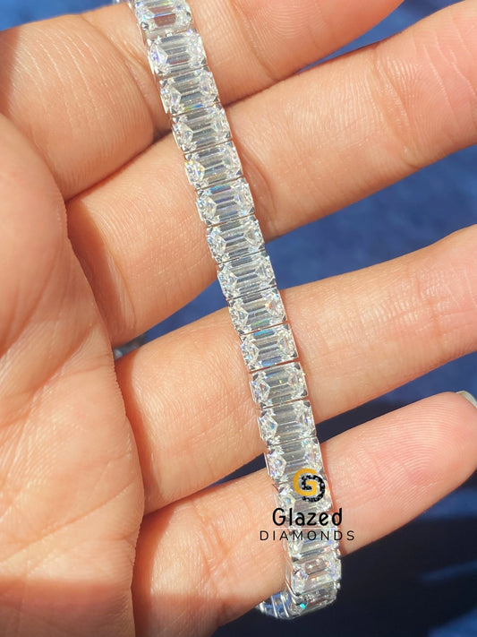 Emerald Cut Moissanite D Colorless Hip Hop Bracelet