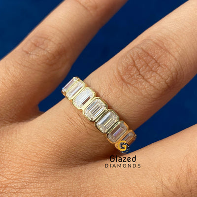 Emerald Cut Moissanite Diamond Eternity Band