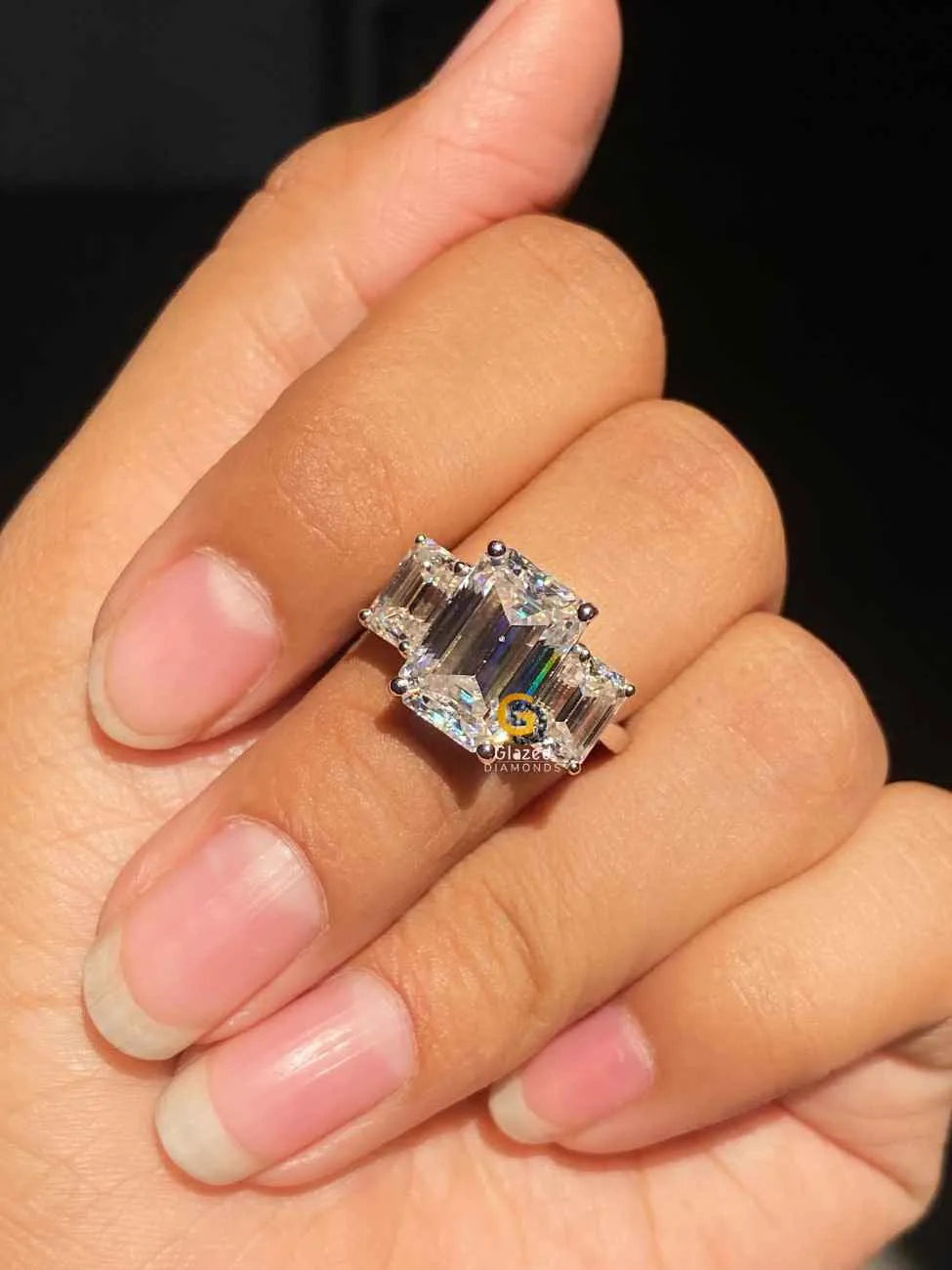 Emerald Cut Moissanite RIng For Wedding