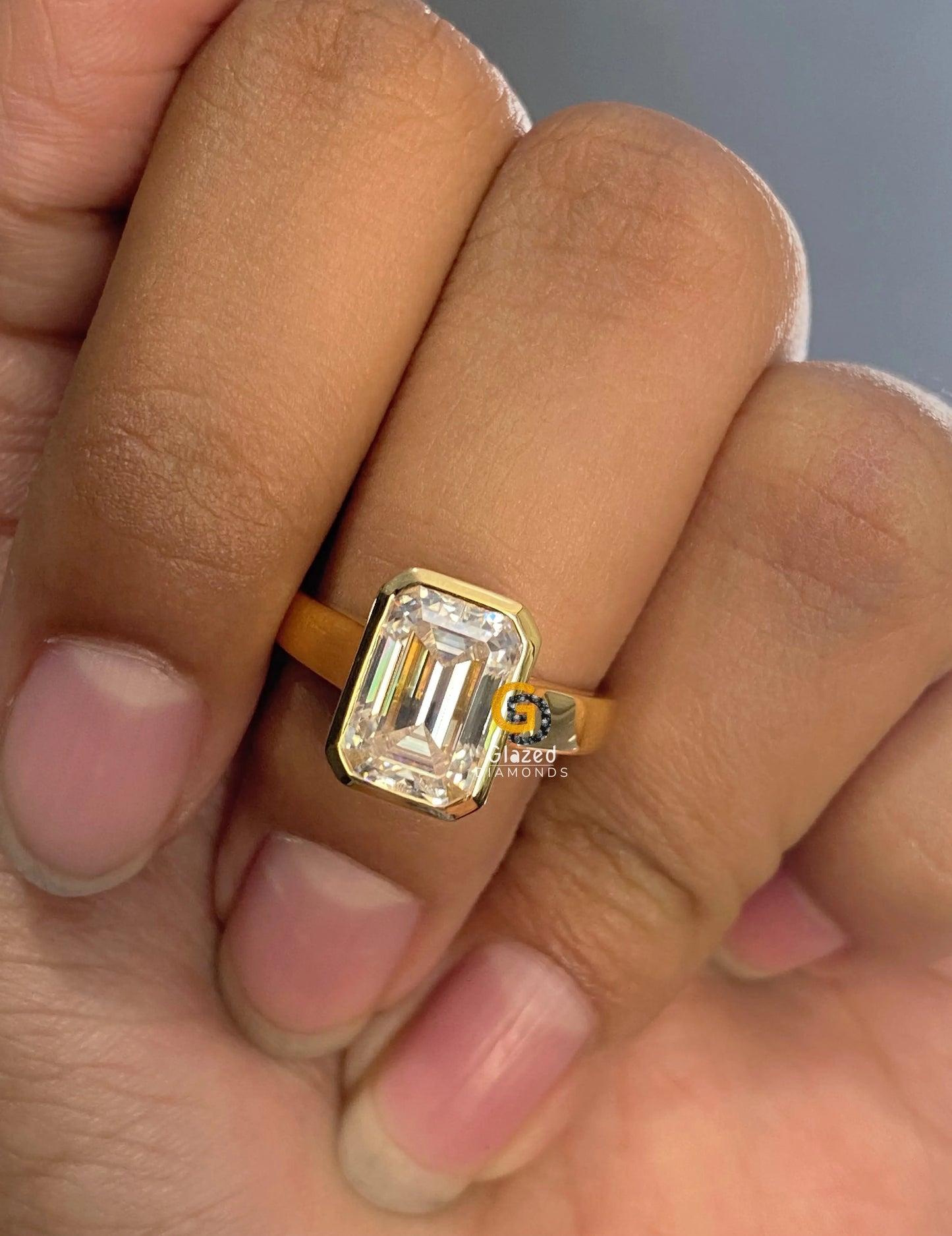 Emerald Cut Moissanite Ring
