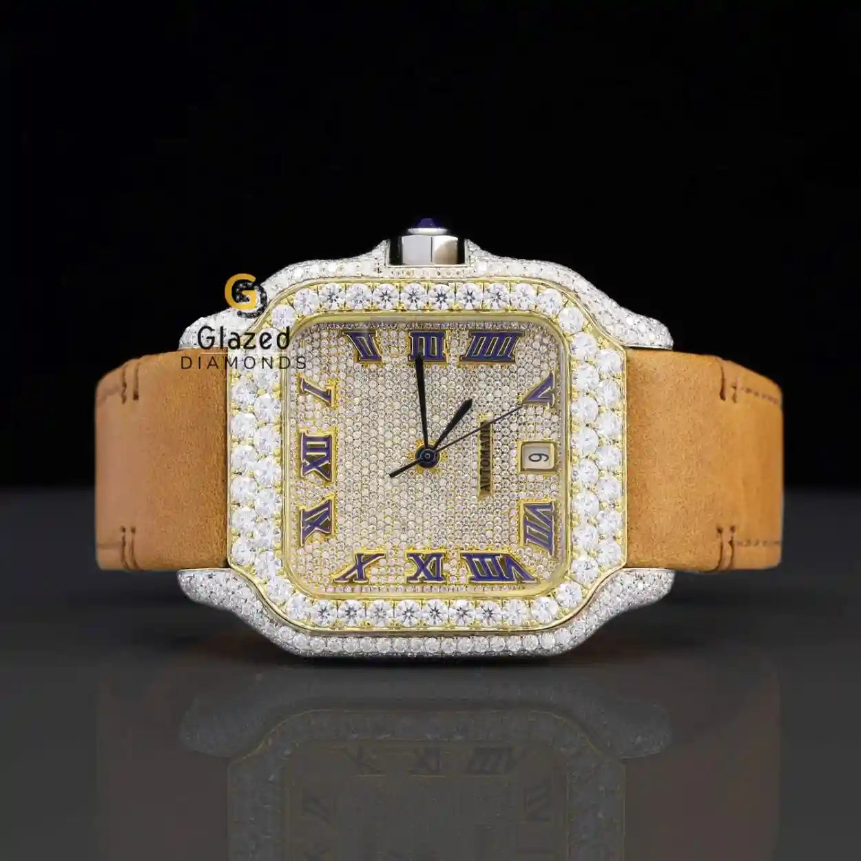 Face Dial Iced Out Moissanite Watch