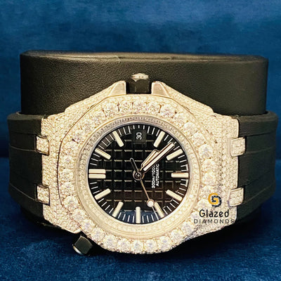 Face Dial Round Moissanite Hip Hop Watch