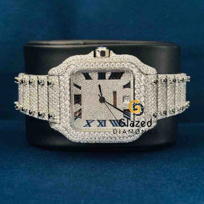 Fully Iced Out Moissanite Hip Hop Watch