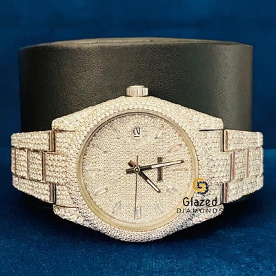 Fully Iced Out Round_Baguette Moissanite D Colorless Watch