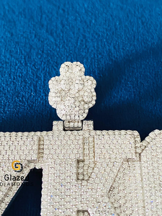 Fully Iced Out Round Moissanite Custm Letter Pendant