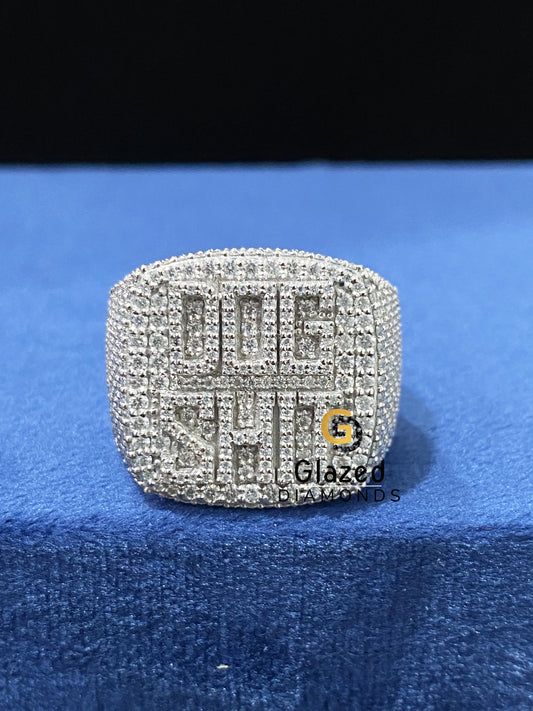 Fully Iced Out Round VVS Moissanite Ring